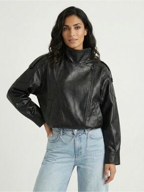 NWT High Neck Faux Leather Jacket